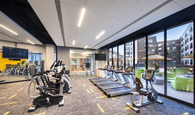 a gym with exercise equipment